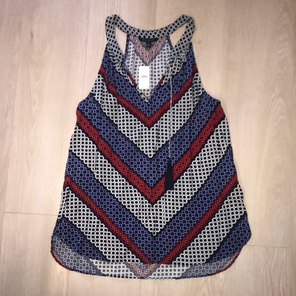 Red white and blue pattern NWT Banana top